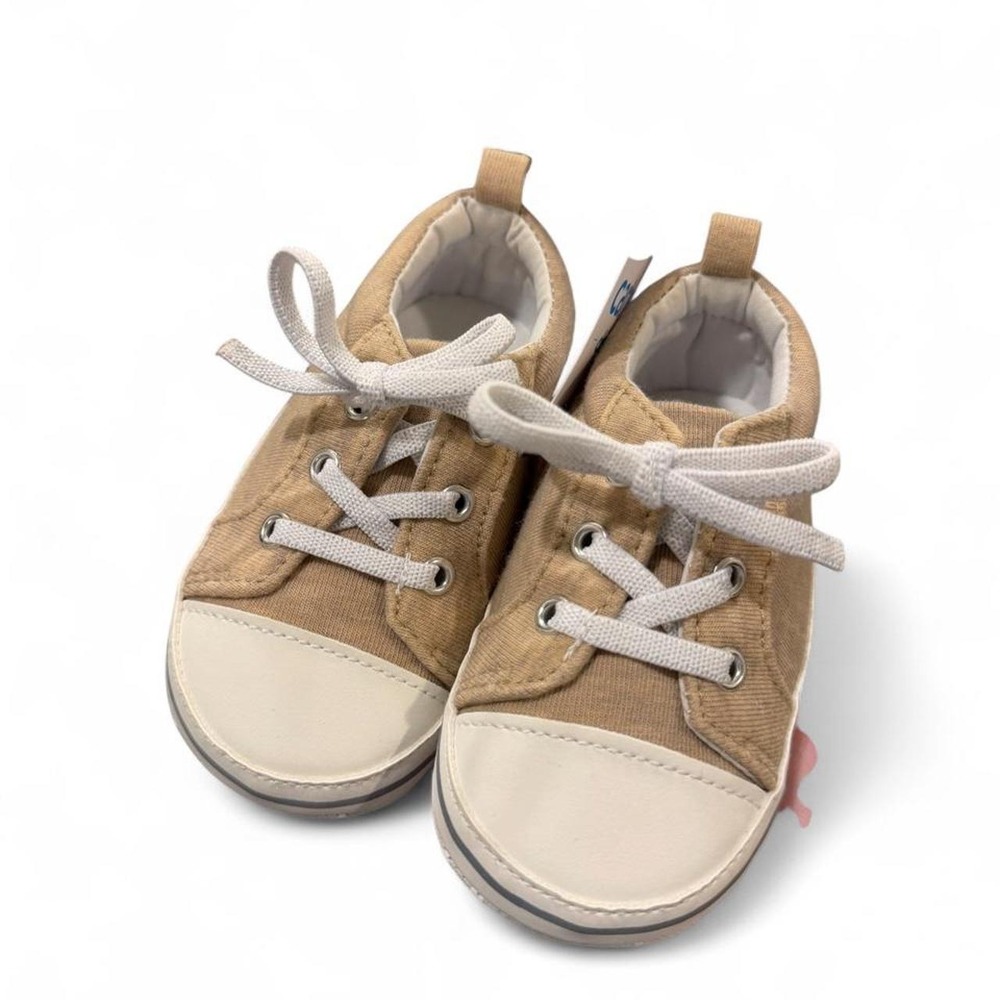 Carters Child of Mine Tan Khaki Canvas Infant Sneakers Crib Shoes 9-12M NWT